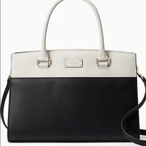 KATE SPADE Grove Street  Caley Satchel Black White - Picture 1 of 9
